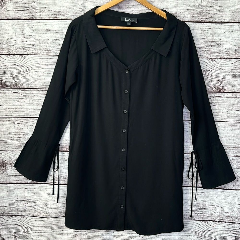 Lulu's Black Button Down Shirt Dress LIMITED EDITION Size S